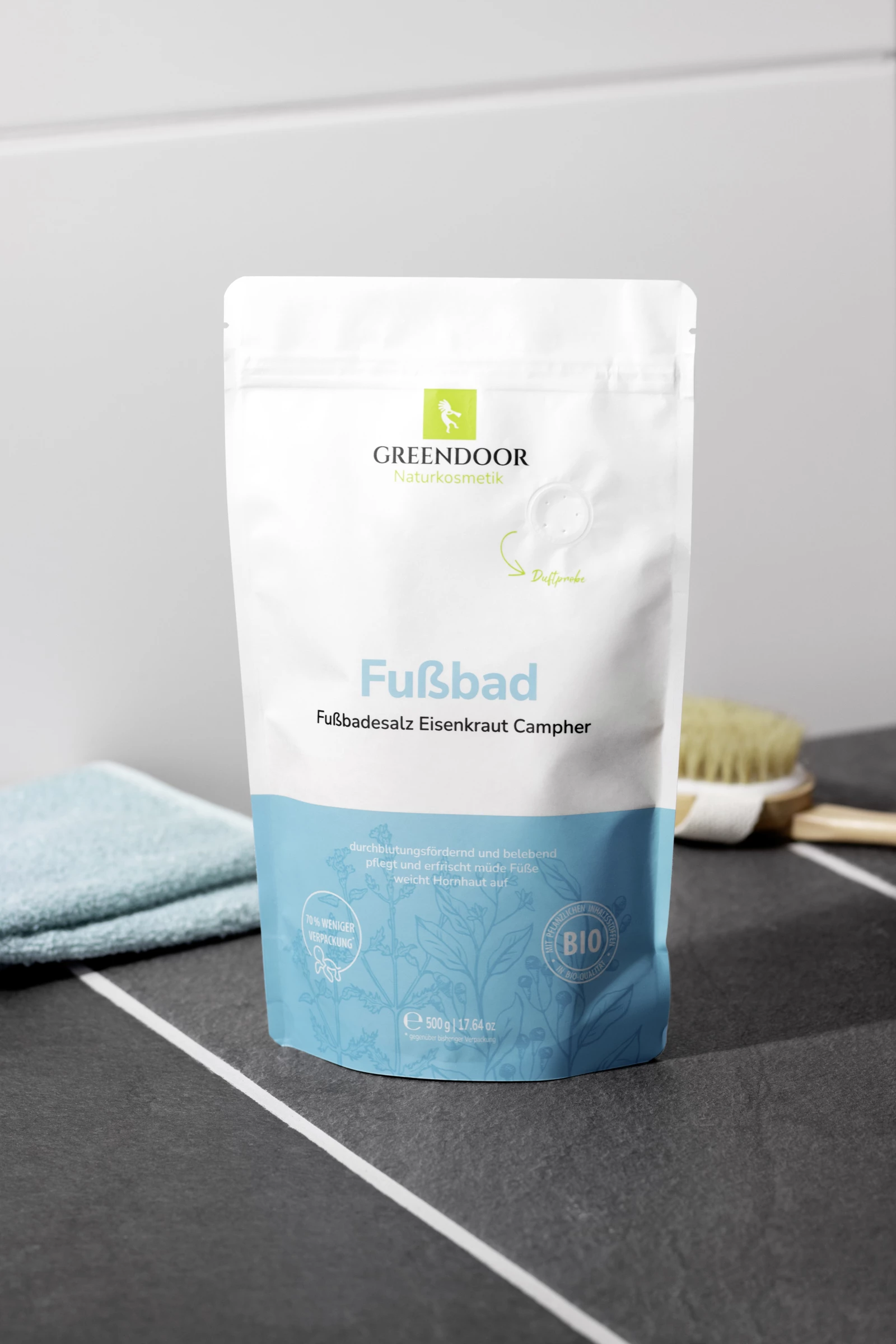 GREENDOOR Fußbad Fußbadesalz Eisenkraut Campher 2 GREENDOOR Fußbad Fußbadesalz Eisenkraut Campher – Bild 2