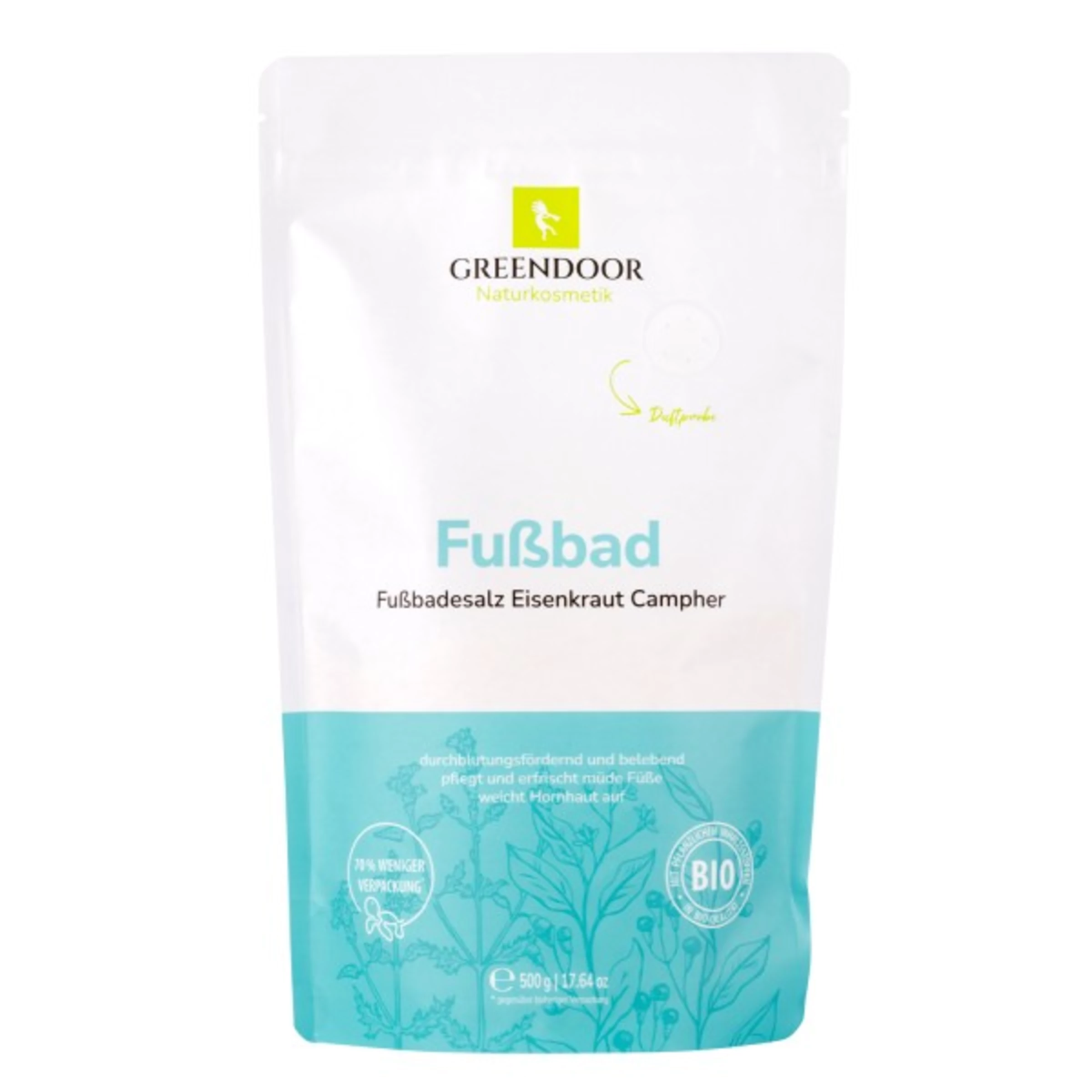 GREENDOOR Fußbad Fußbadesalz Eisenkraut Campher 1 GREENDOOR Fußbad Fußbadesalz Eisenkraut Campher