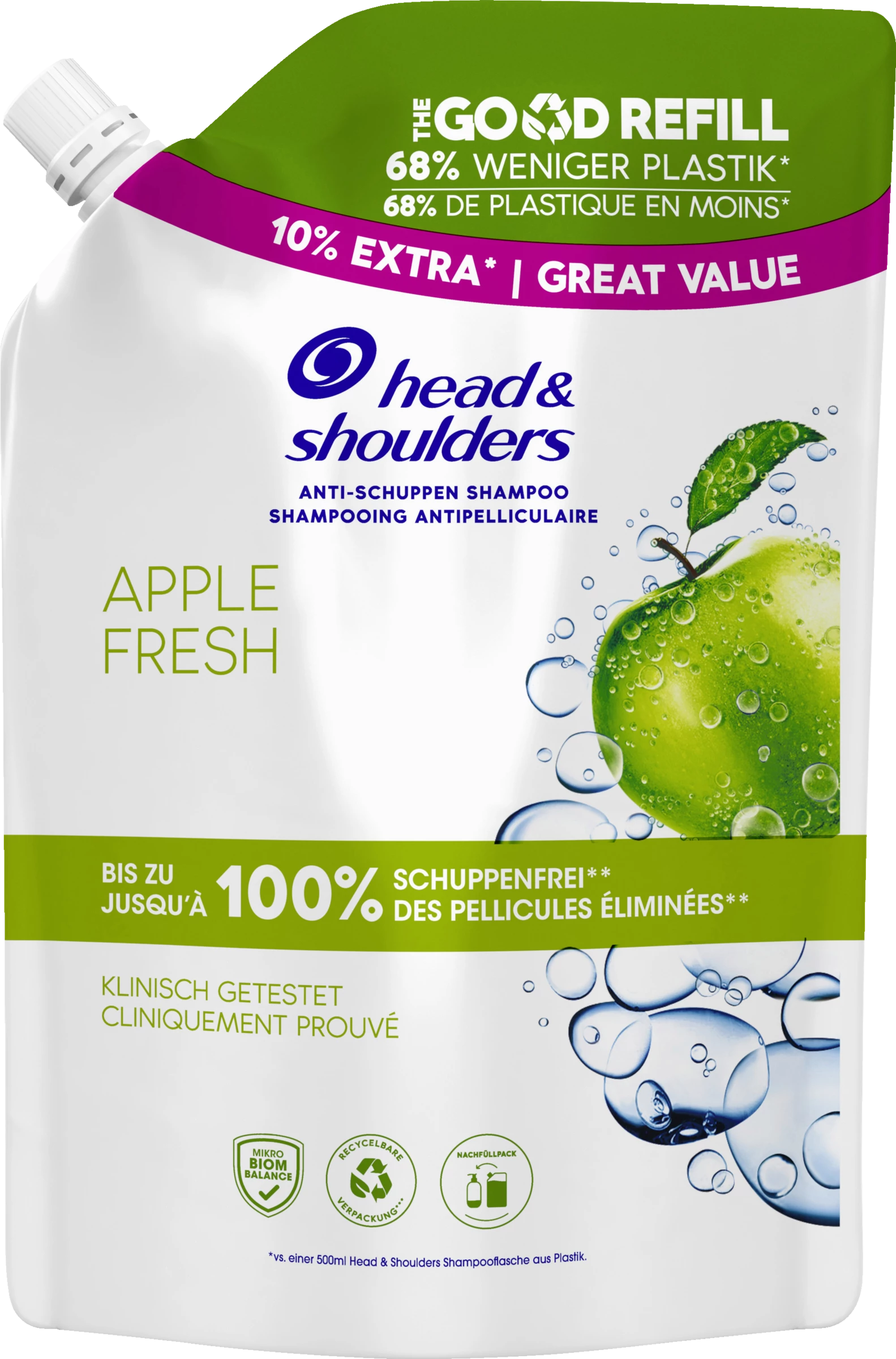 Head & Shoulders Haarshampoo Apple Fresh Nachfüllpack 1 Head & Shoulders Haarshampoo Apple Fresh Nachfüllpack