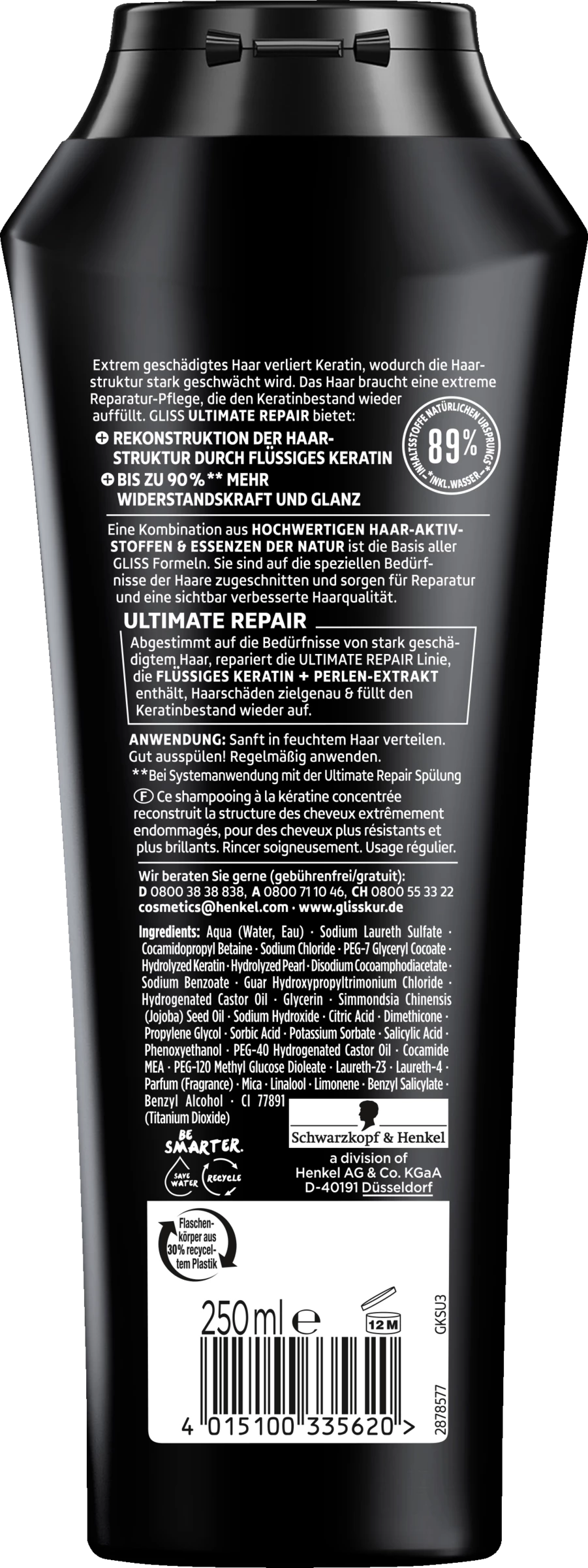Schwarzkopf Gliss Ultimate Repair Reparatur-Shampoo 2 Schwarzkopf Gliss Ultimate Repair Reparatur-Shampoo – Bild 2