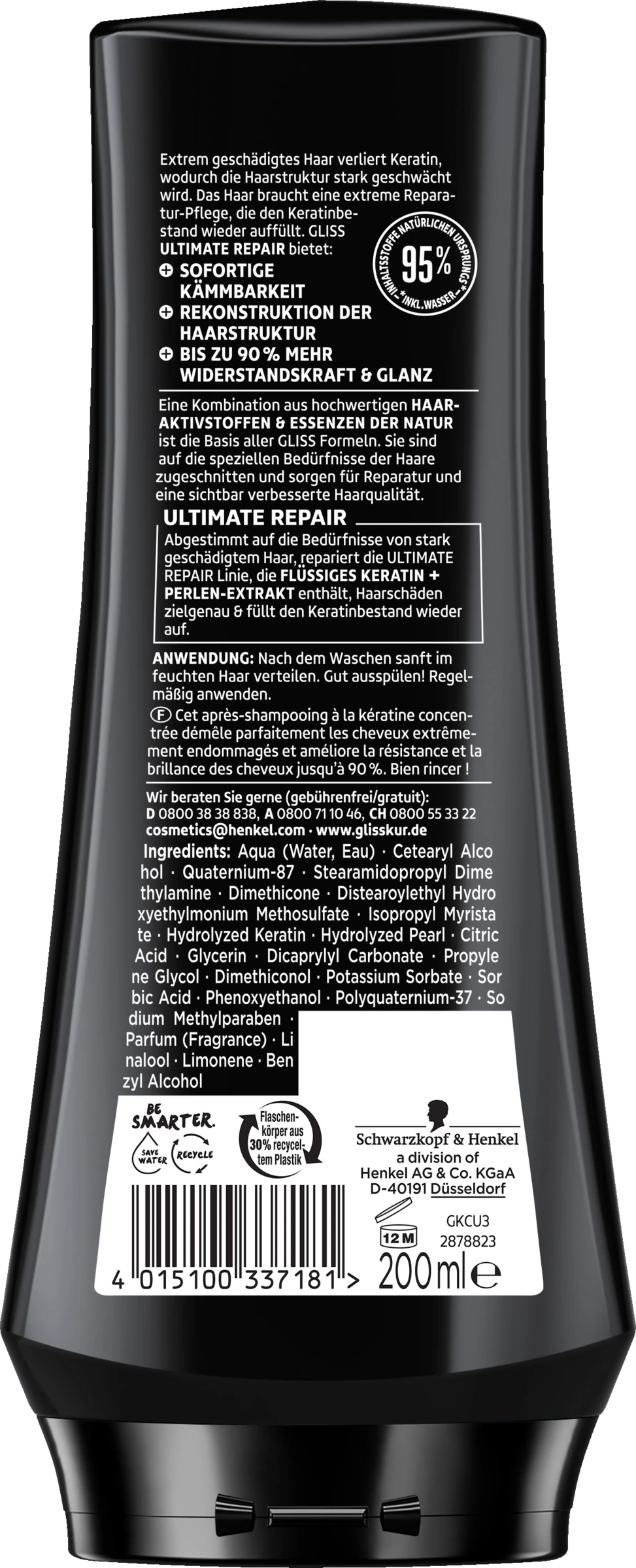Schwarzkopf Gliss Ultimate Repair Reparatur-Spülung 2 Schwarzkopf Gliss Ultimate Repair Reparatur-Spülung – Bild 2