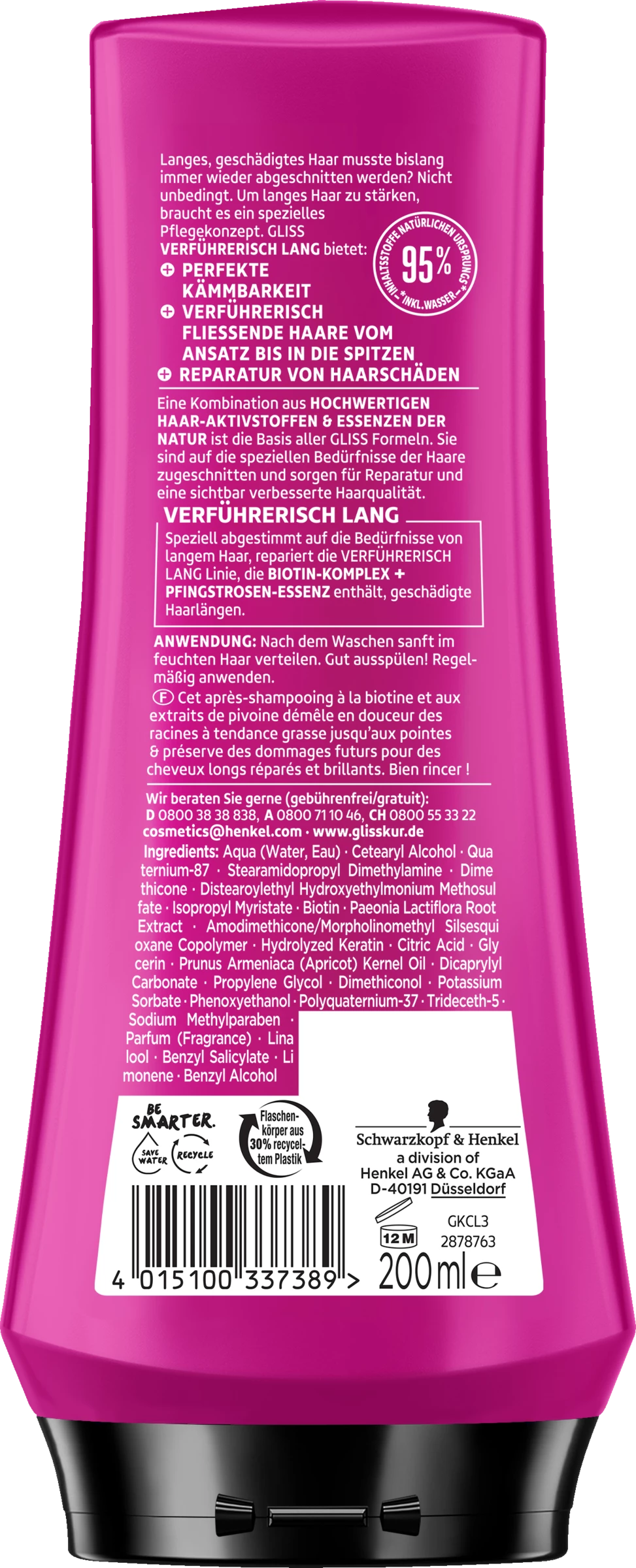 Schwarzkopf Gliss Verführerisch Lang Langhaar-Schutz-Spülung 2 Schwarzkopf Gliss Verführerisch Lang Langhaar-Schutz-Spülung – Bild 2