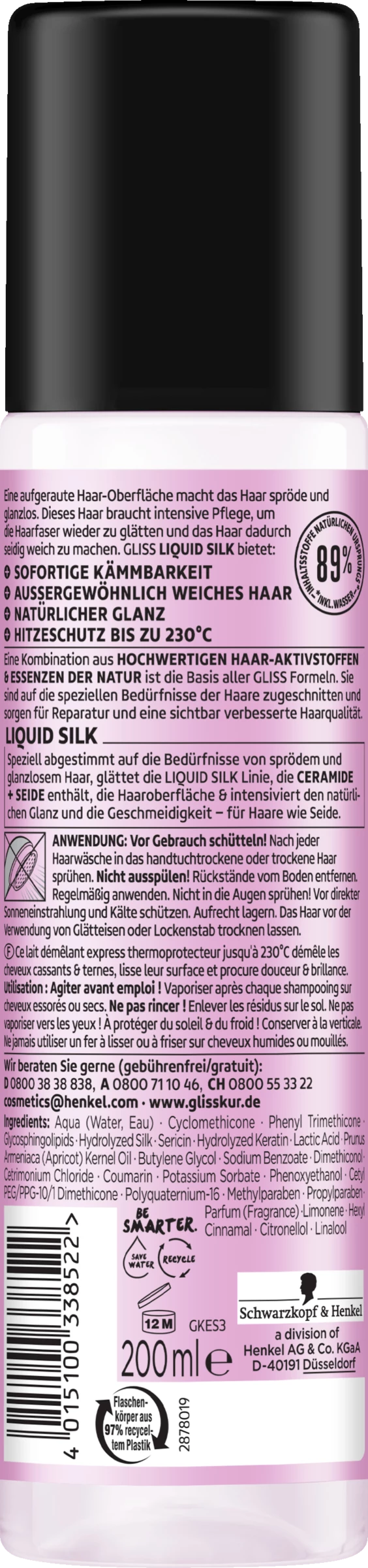 Schwarzkopf Gliss Liquid Silk Express-Repair-Spülung 2 Schwarzkopf Gliss Liquid Silk Express-Repair-Spülung – Bild 2