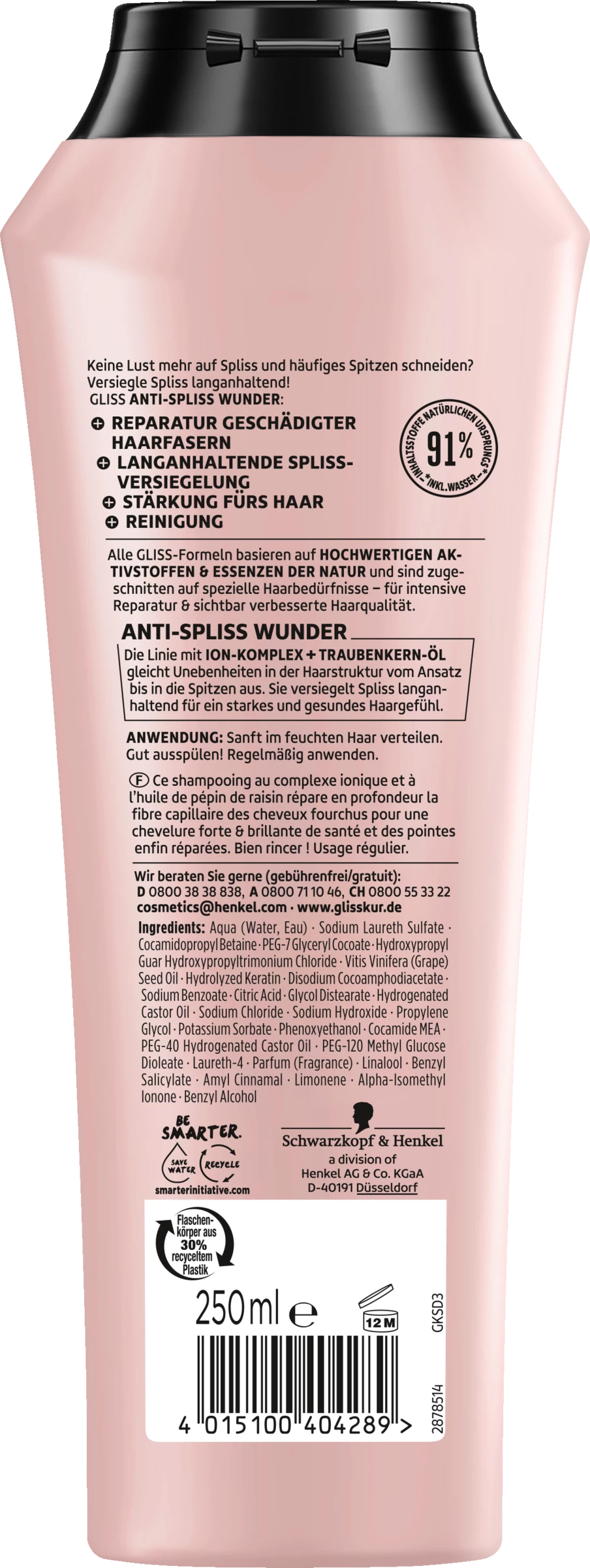 Schwarzkopf Gliss Anti-Spliss-Wunder Versiegelungsshampoo 2 Schwarzkopf Gliss Anti-Spliss-Wunder Versiegelungsshampoo – Bild 2