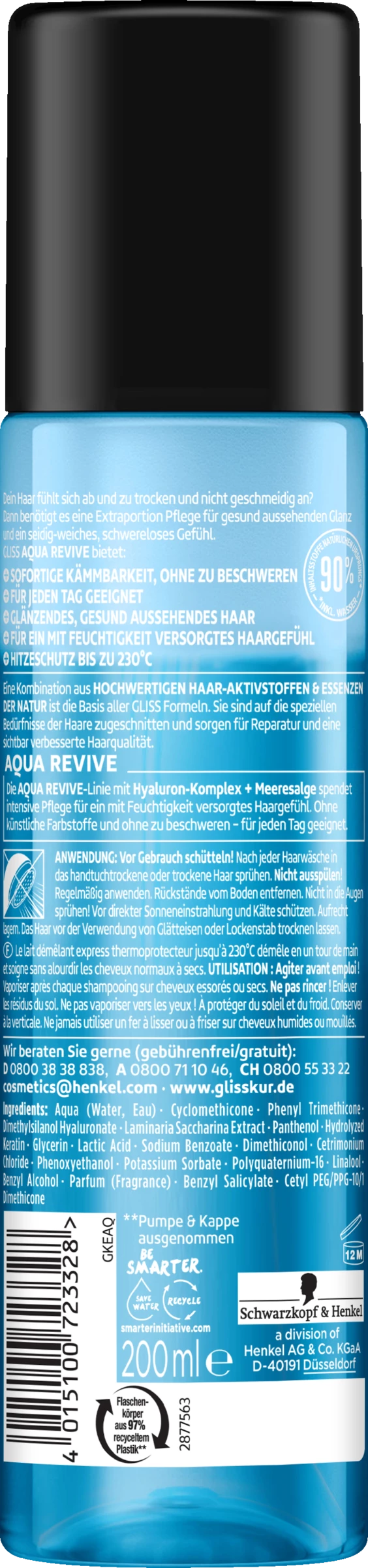 Schwarzkopf Gliss Aqua Revive Express-Repair-Spülung 2 Schwarzkopf Gliss Aqua Revive Express-Repair-Spülung – Bild 2