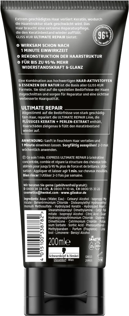 Schwarzkopf Gliss Kur Ultimate 1-Minute Express Kur 2 Schwarzkopf Gliss Kur Ultimate 1-Minute Express Kur – Bild 2
