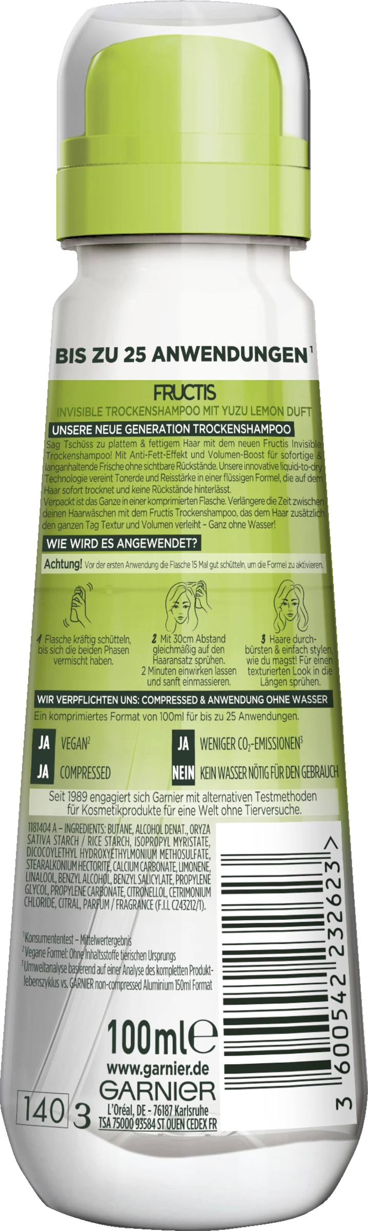 Garnier Fructis Invisible Trockenshampoo Yuzu Lemon 2 Garnier Fructis Invisible Trockenshampoo Yuzu Lemon – Bild 2