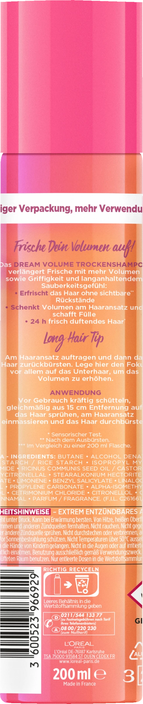 L’Oréal Paris Elvital Dream Length Dream Volume Trockenshampoo 2 L’Oréal Paris Elvital Dream Length Dream Volume Trockenshampoo – Bild 2