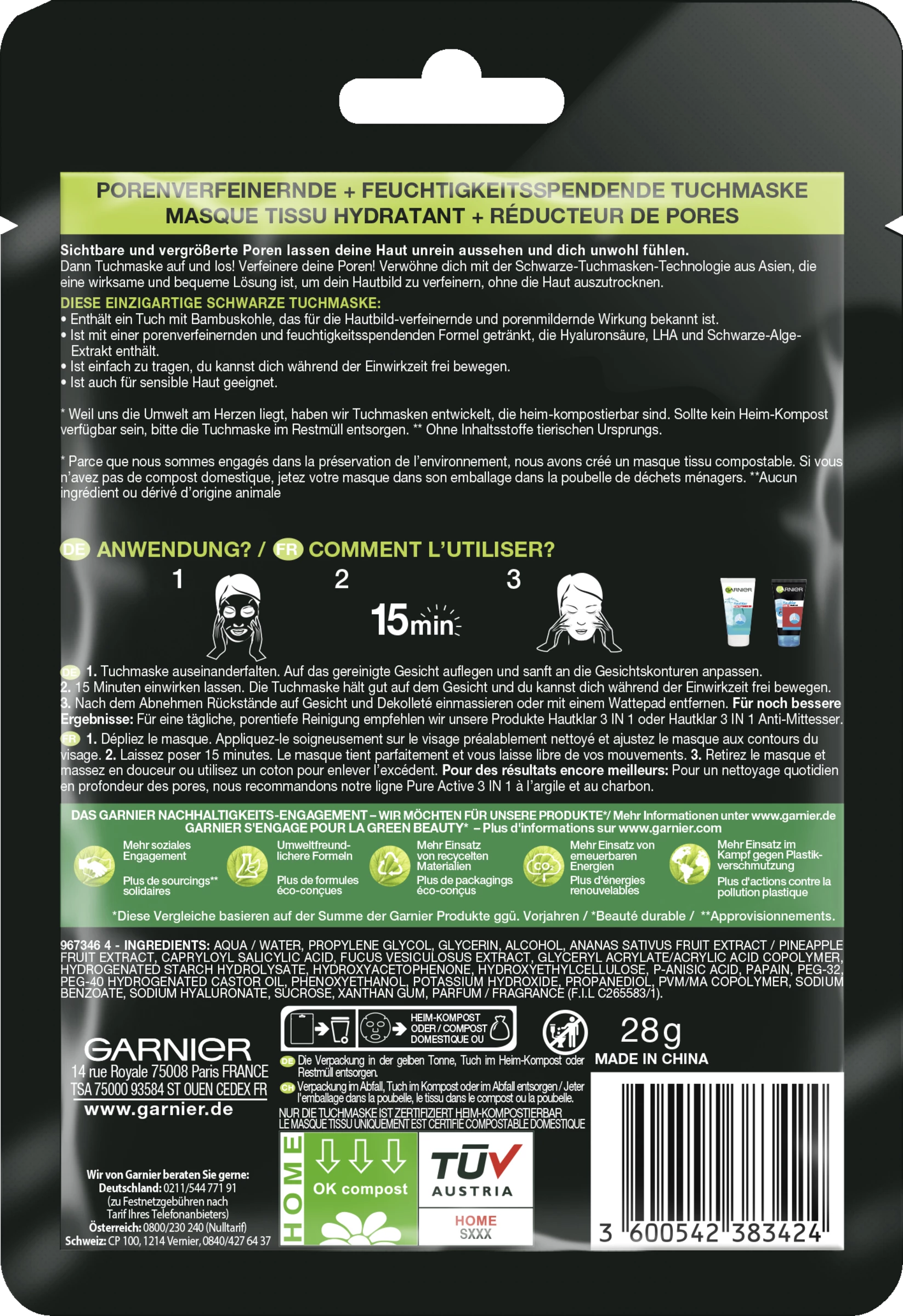 Garnier SkinActive Schwarze Tuchmaske 2 Garnier SkinActive Schwarze Tuchmaske – Bild 2