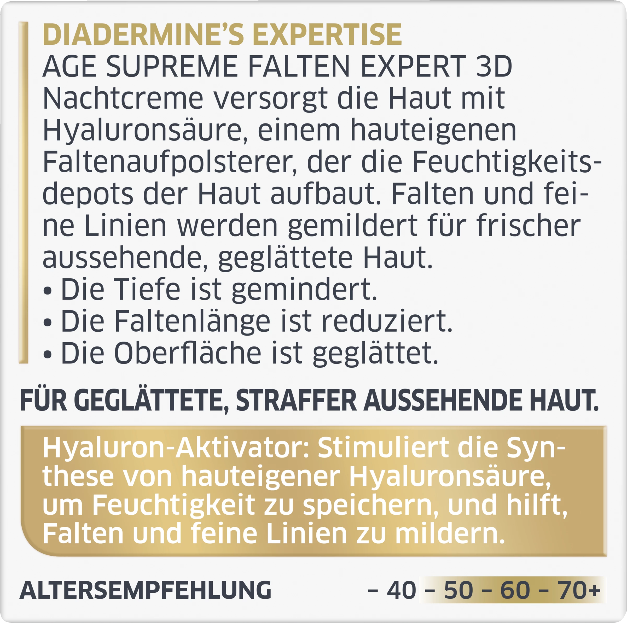 Diadermine Falten Expert 3D Hyaluron-Aktivator 3D Anti-Falten Nachtcreme 2 Diadermine Falten Expert 3D Hyaluron-Aktivator 3D Anti-Falten Nachtcreme – Bild 2