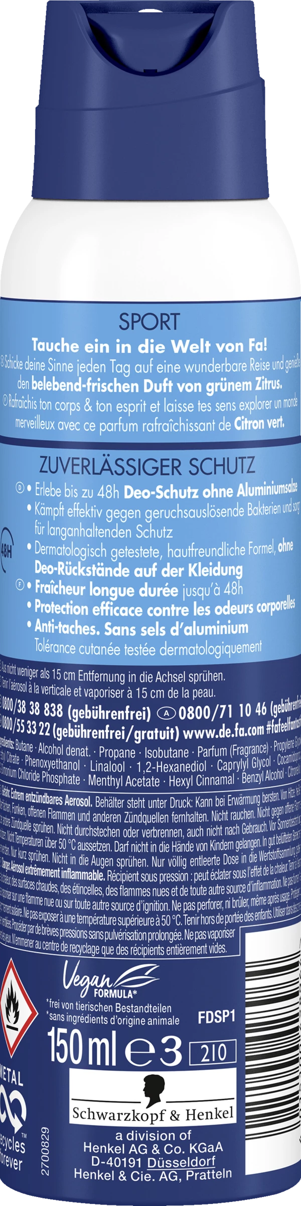 FA Deodorant Spray Sport 150ml 2 FA Deodorant Spray Sport 150ml – Bild 2