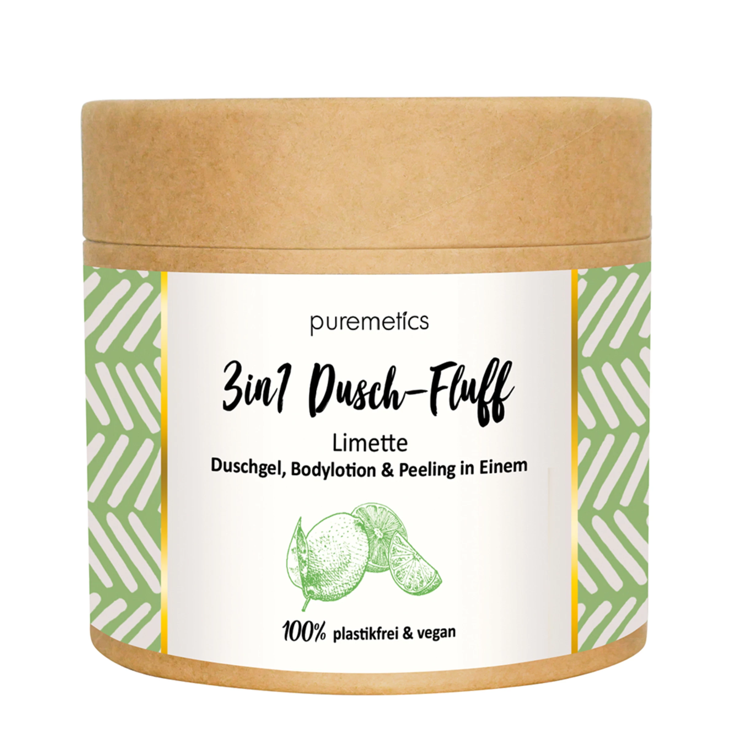 Puremetics 3in1 Dusch-Fluff Limette Mit Meersalzpeeling 1 Puremetics 3in1 Dusch-Fluff Limette Mit Meersalzpeeling