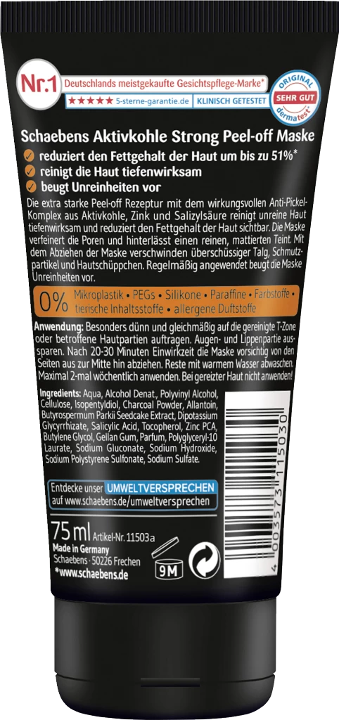 Schaebens Aktivkohle Strong Peel-Off Maske 2 Schaebens Aktivkohle Strong Peel-Off Maske – Bild 2