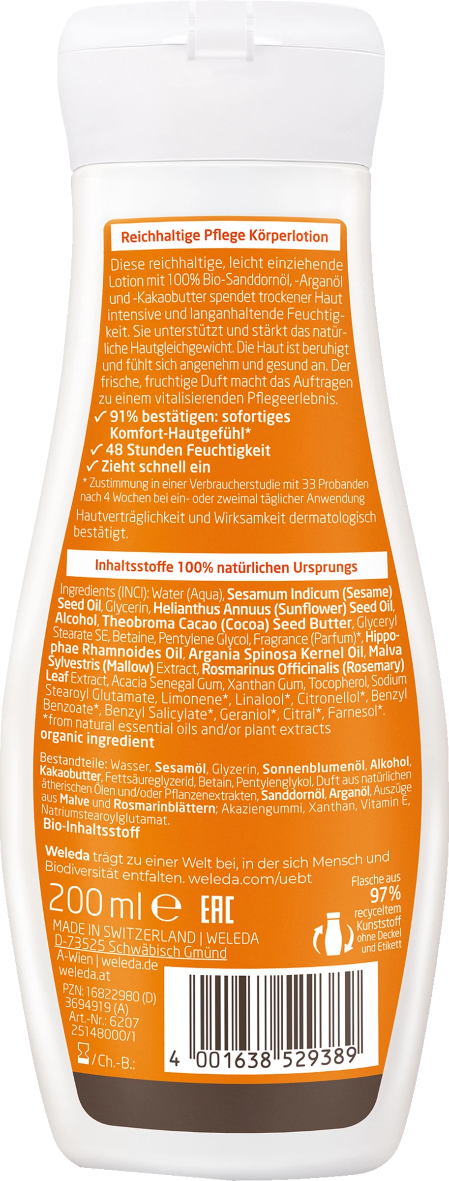 Weleda Reichhaltige Pflege Körperlotion Sanddorn 2 Weleda Reichhaltige Pflege Körperlotion Sanddorn – Bild 2