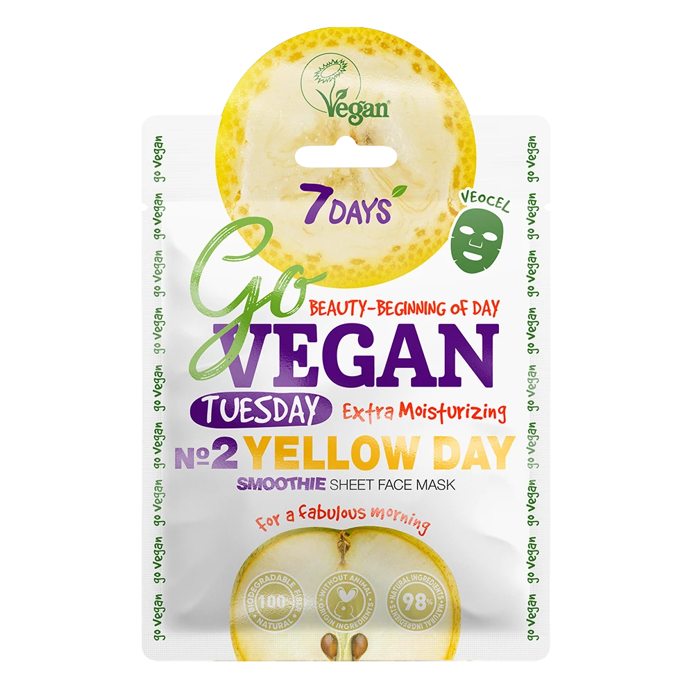 7DAYS Go VEGAN TUESDAY YELLOW DAY Tuchmaske 1 7DAYS Go VEGAN TUESDAY YELLOW DAY Tuchmaske