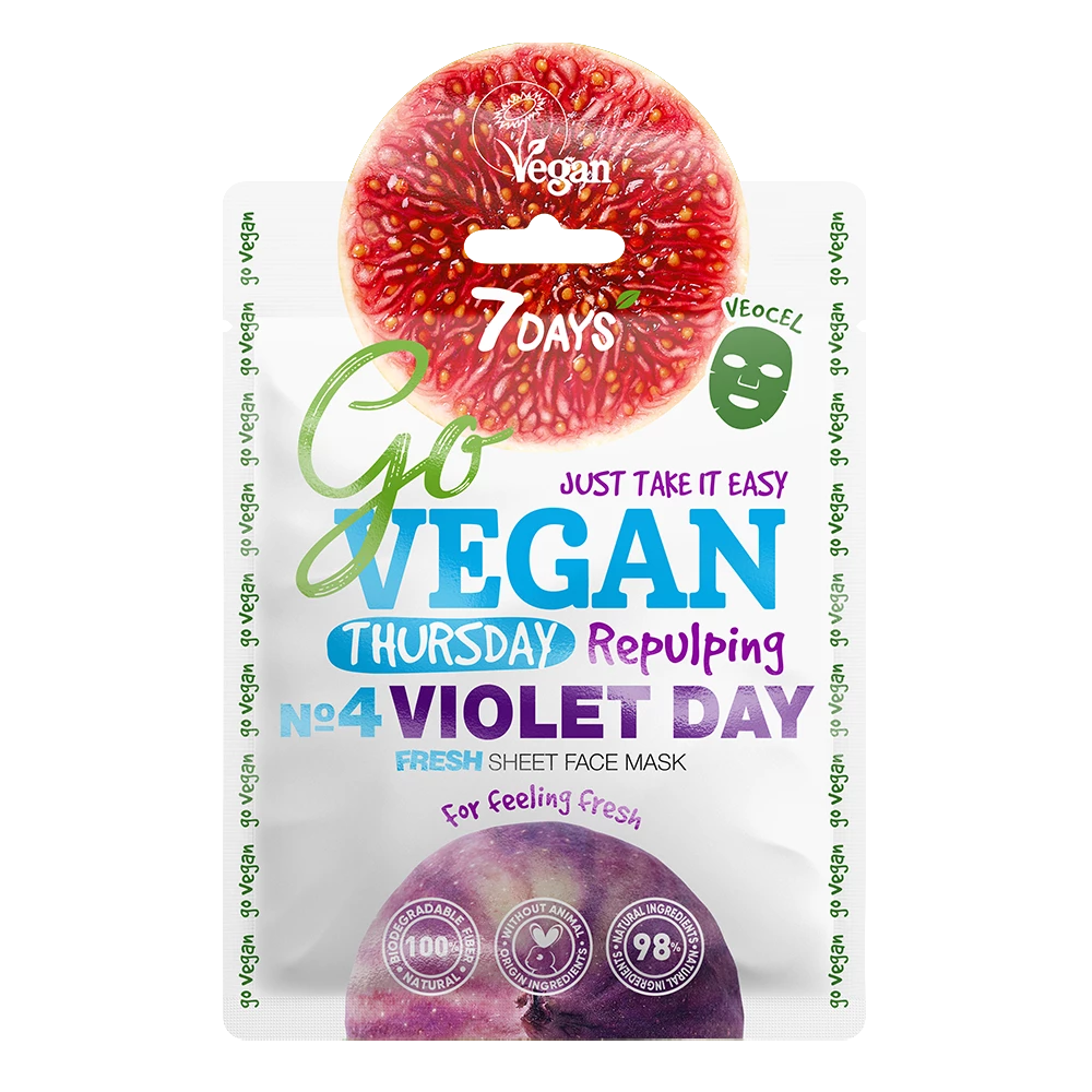 7DAYS Go VEGAN THURSDAY VIOLET DAY Tuchmaske 1 7DAYS Go VEGAN THURSDAY VIOLET DAY Tuchmaske