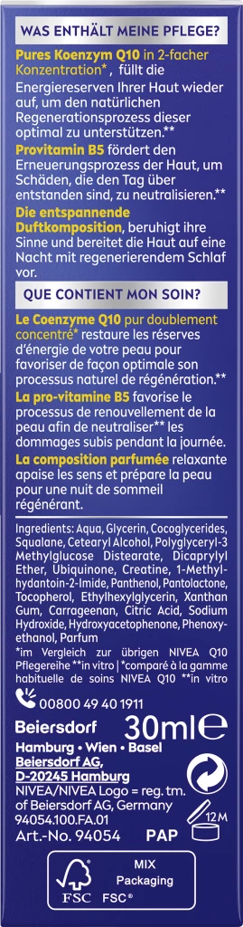 NIVEA Q10 Anti-Falten Power Multi Regenerierendes Nacht Serum 2 NIVEA Q10 Anti-Falten Power Multi Regenerierendes Nacht Serum – Bild 2