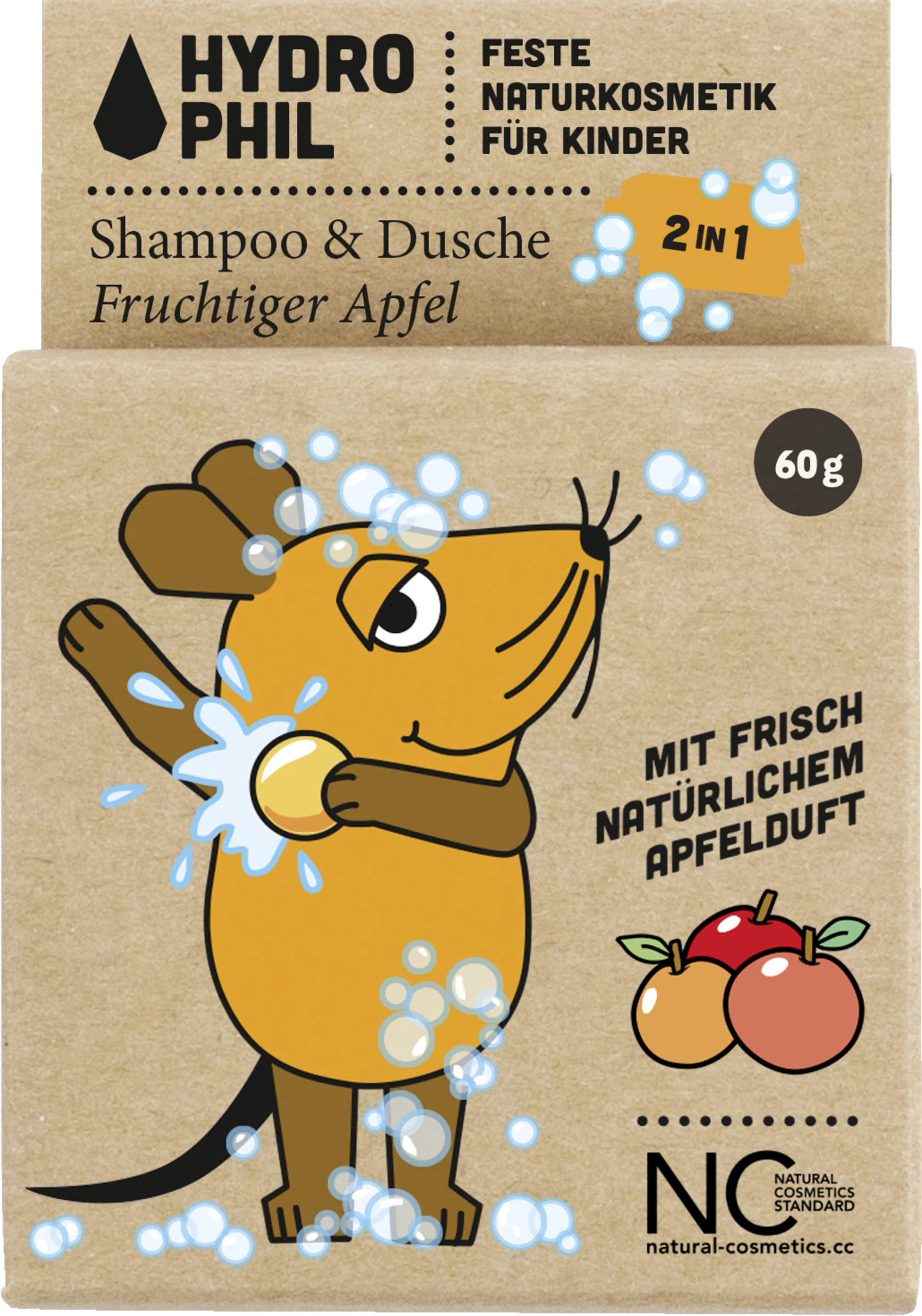 HYDROPHIL Festes Kinder Shampoo & Dusche 2in1 Maus Fruchtiger Apfel 1 HYDROPHIL Festes Kinder Shampoo & Dusche 2in1 Maus Fruchtiger Apfel
