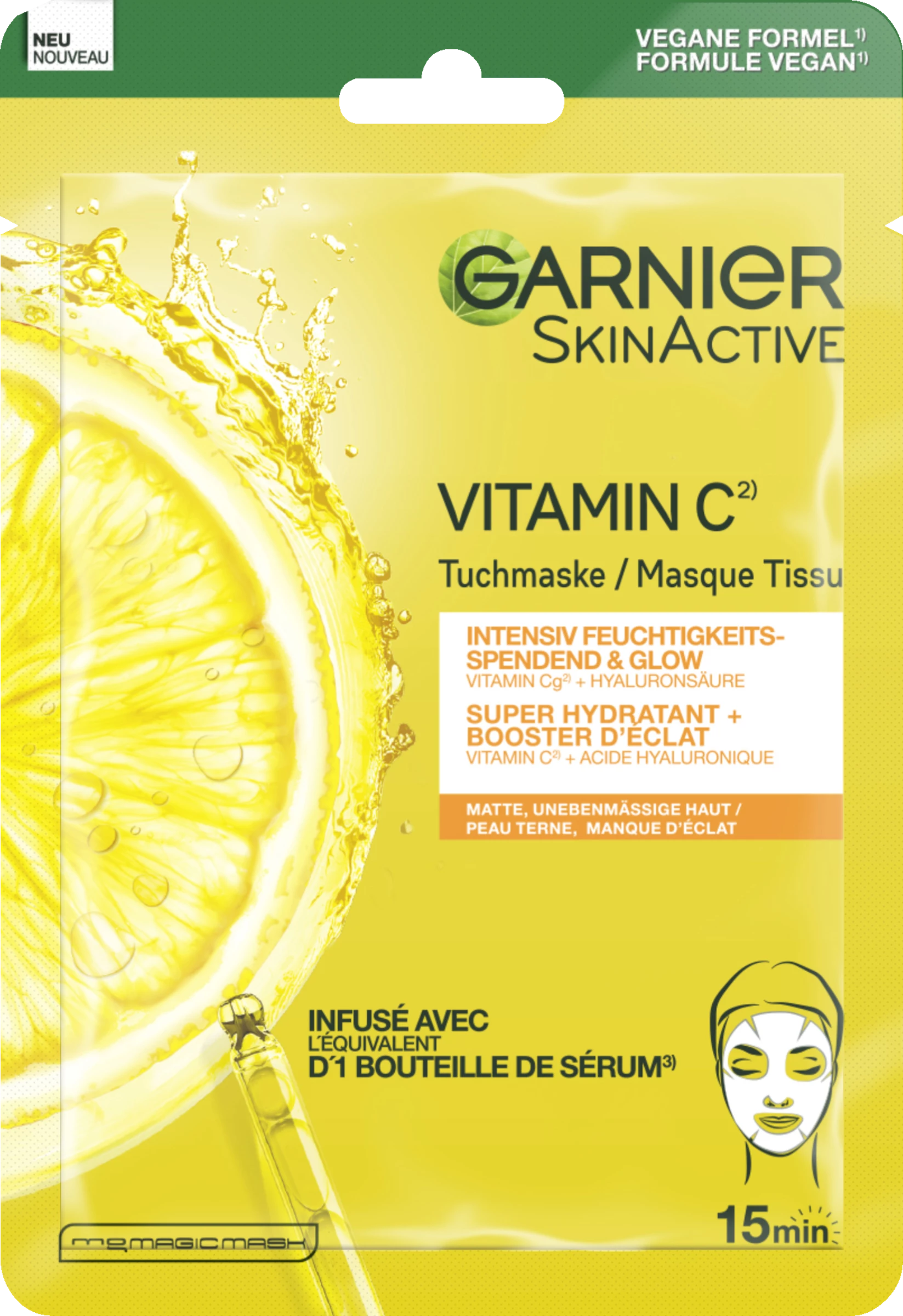 Garnier SkinActive Vitamin C Tuchmaske 1 Garnier SkinActive Vitamin C Tuchmaske