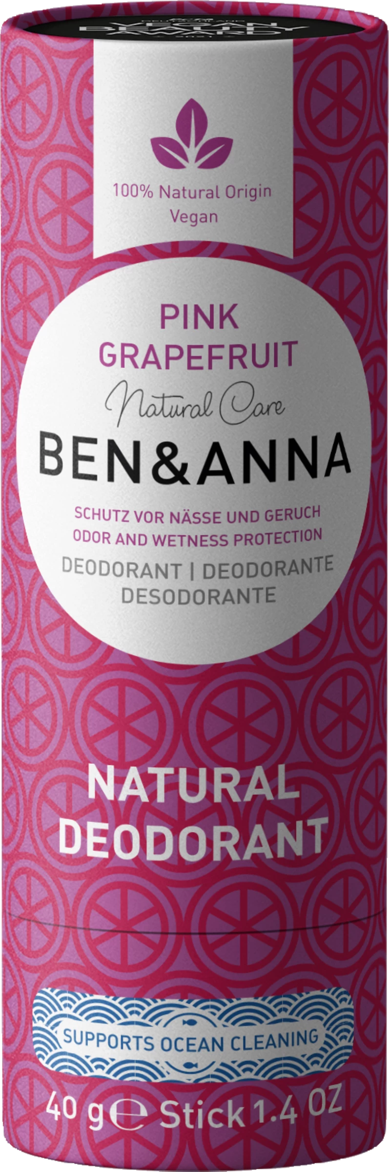 Ben&Anna Natural Deodorant Stick Papertube Pink Grapefruit 1 Ben&Anna Natural Deodorant Stick Papertube Pink Grapefruit