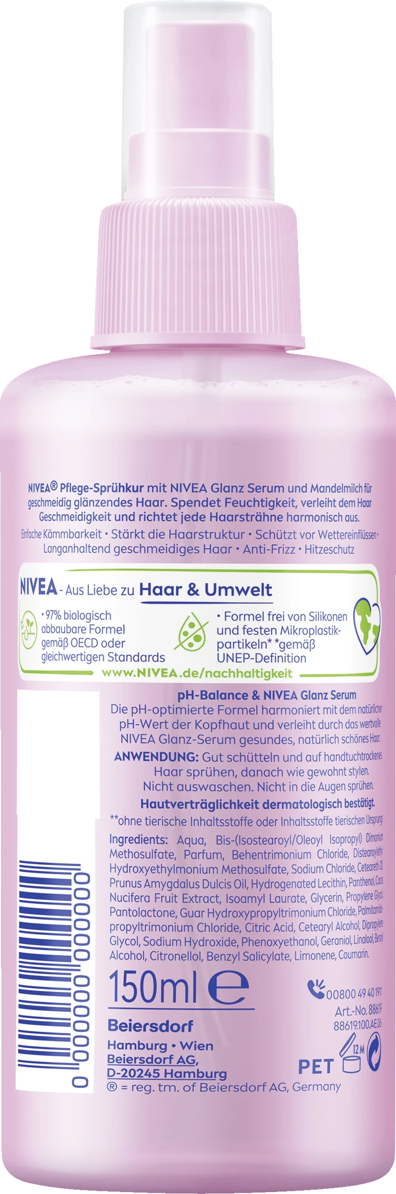 NIVEA Haarmilch Natürlicher Glanz PH-Balance Pflege-Sprühkur 2 NIVEA Haarmilch Natürlicher Glanz PH-Balance Pflege-Sprühkur – Bild 2