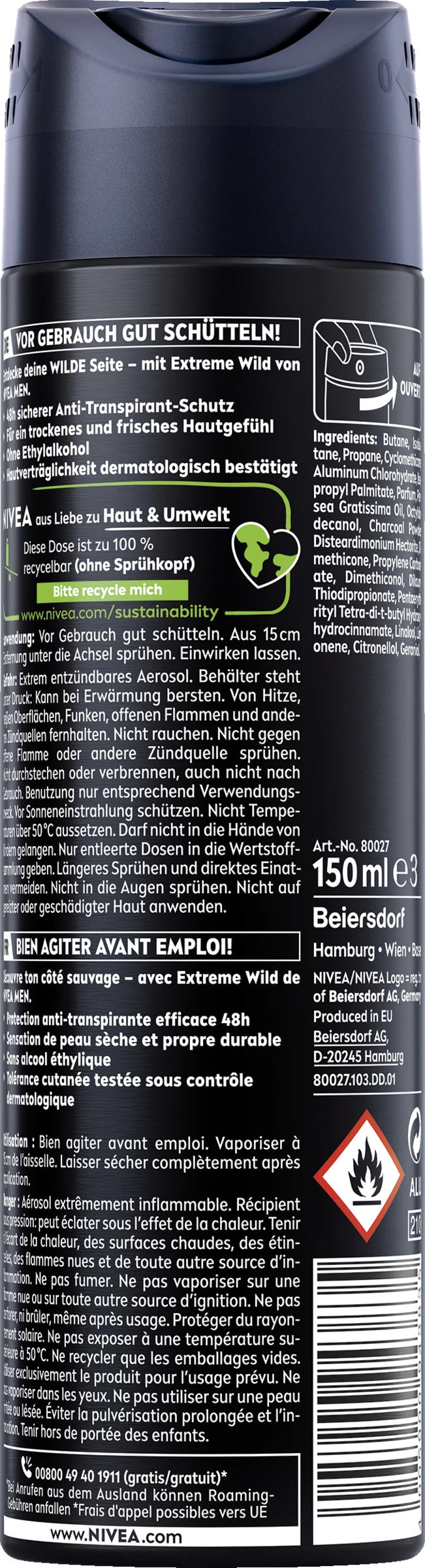 NIVEA MEN Anti-Transpirant Spray Extreme Wild Zedernholz 2 NIVEA MEN Anti-Transpirant Spray Extreme Wild Zedernholz – Bild 2