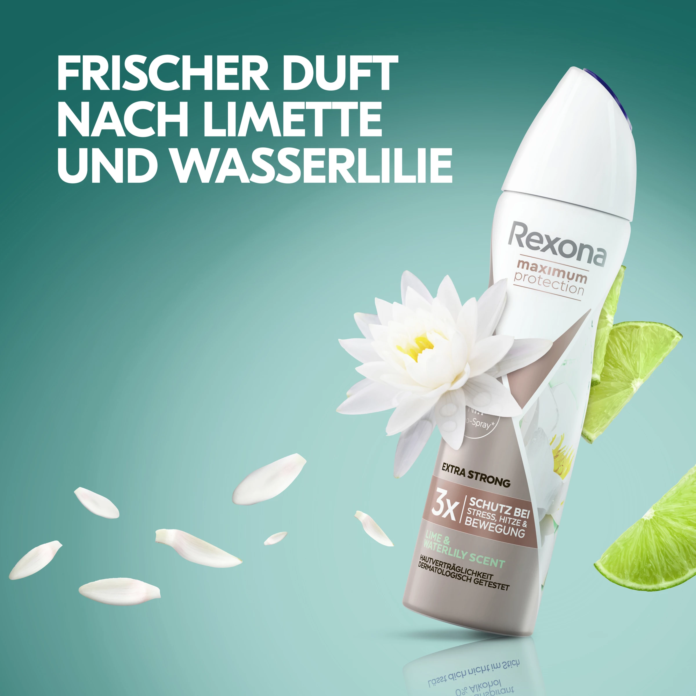 Rexona Anti-Transpirant Deo Spray Maximum Protection Lime & Waterlily Scent 3 Rexona Anti-Transpirant Deo Spray Maximum Protection Lime & Waterlily Scent – Bild 3