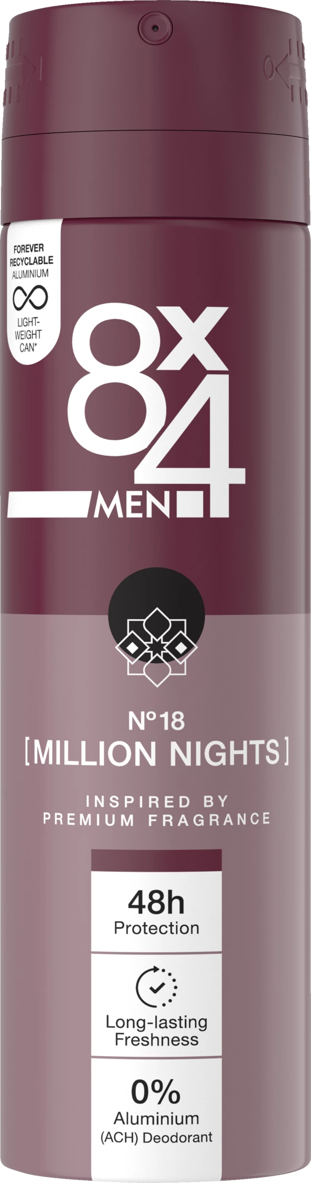 8x4 MEN Anti-Transpirant Spray N°18 Million Nights 1 8x4 MEN Anti-Transpirant Spray N°18 Million Nights