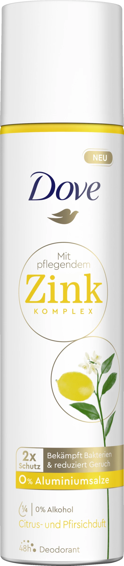 DOVE Deo Spray Mit Citrus- Und Pfirsichduft Und Pflegendem Zink-Komplex 1 DOVE Deo Spray Mit Citrus- Und Pfirsichduft Und Pflegendem Zink-Komplex