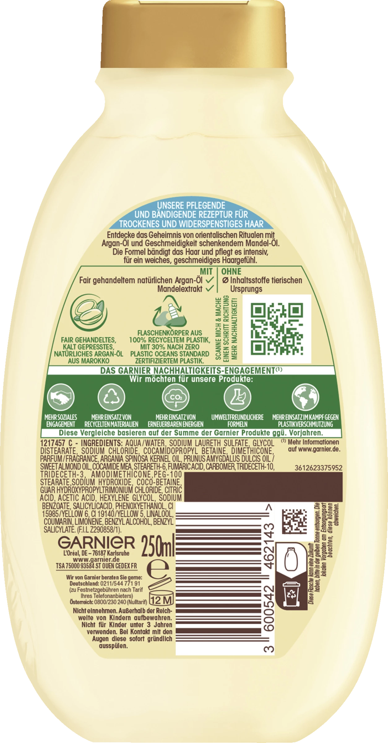 Garnier Wahre Schätze Reichhaltiges Creme-Shampoo Argan-Mandelcreme 2 Garnier Wahre Schätze Reichhaltiges Creme-Shampoo Argan-Mandelcreme – Bild 2