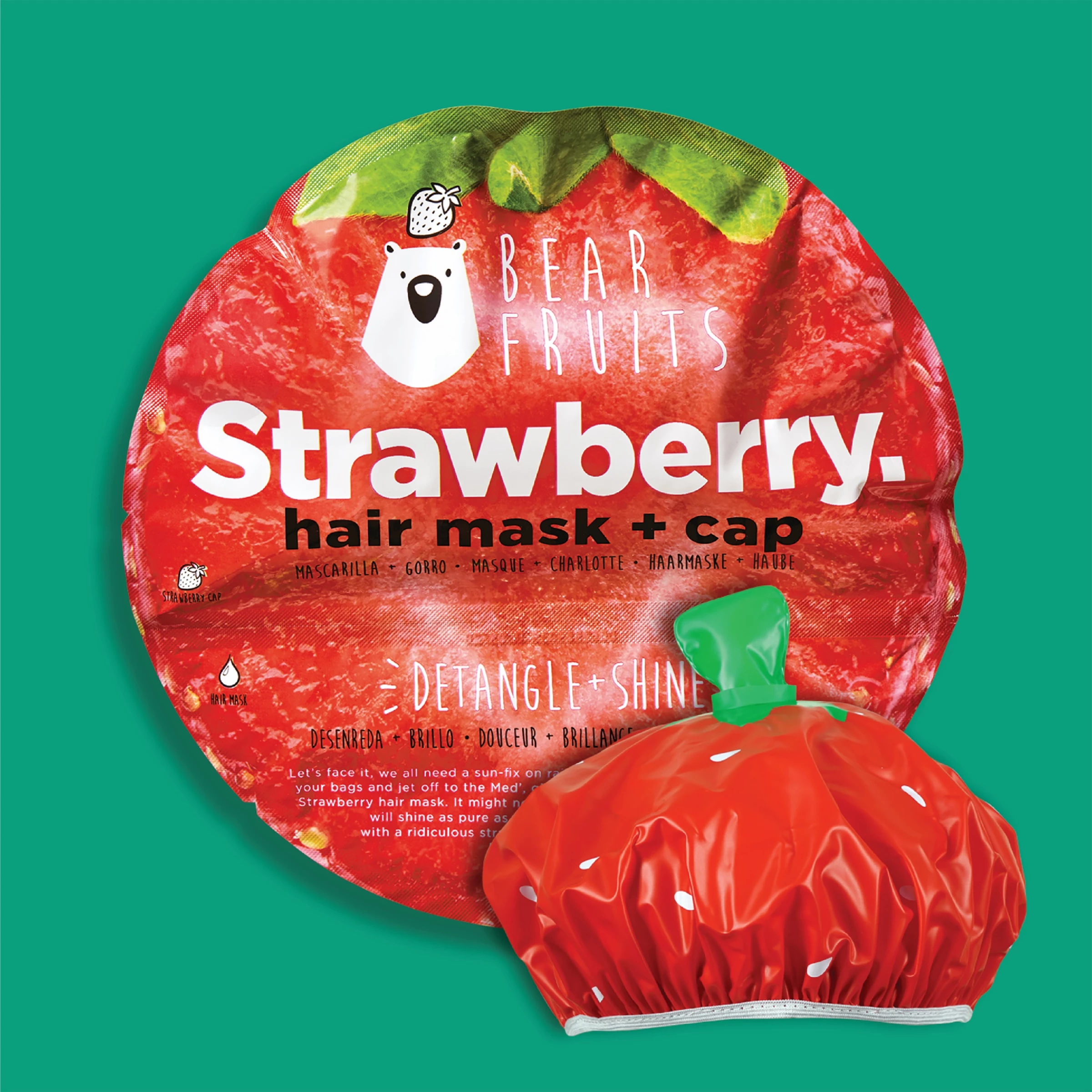 Bear Fruits Haarmaske Strawberry + Cap 3 Bear Fruits Haarmaske Strawberry + Cap – Bild 3