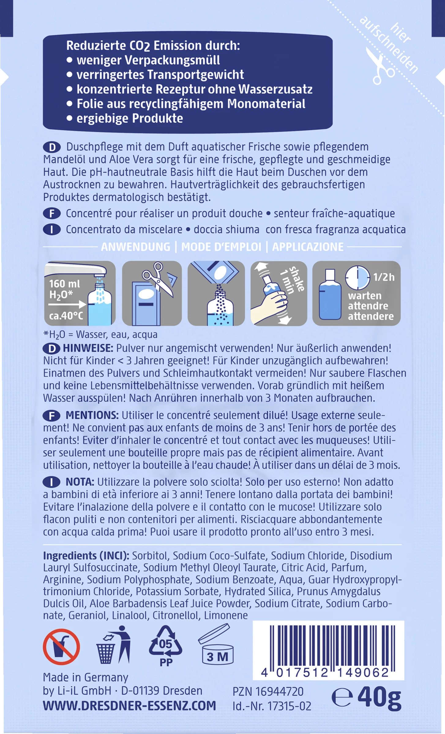 Dresdner Essenz Duschbad Aquatische Frische 2 Dresdner Essenz Duschbad Aquatische Frische – Bild 2