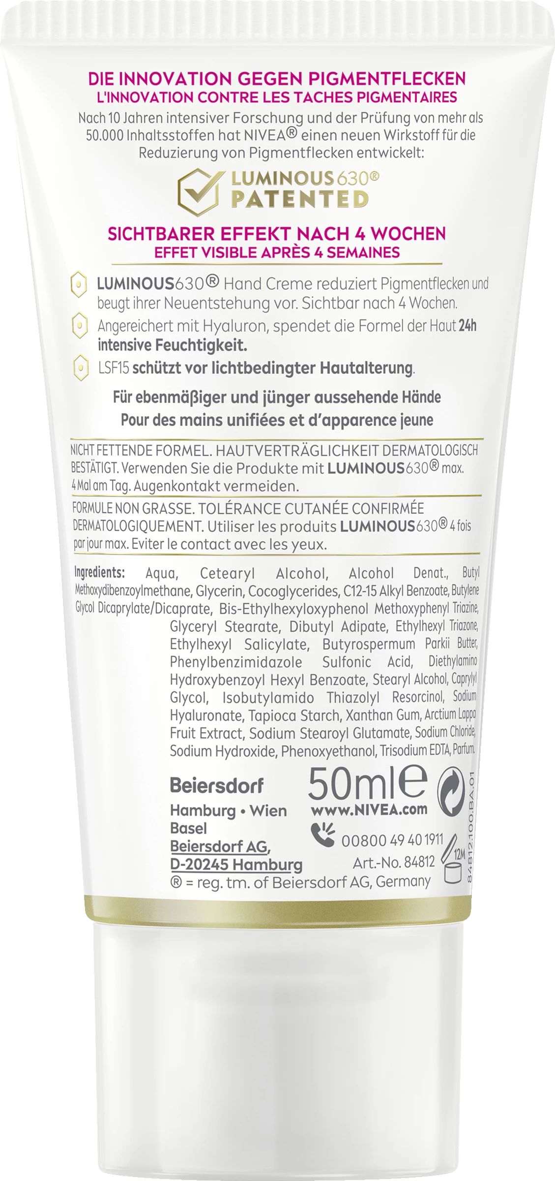 NIVEA Luminous Anti-Pigmentflecken Hochwirksame Hand Creme LSF15 2 NIVEA Luminous Anti-Pigmentflecken Hochwirksame Hand Creme LSF15 – Bild 2