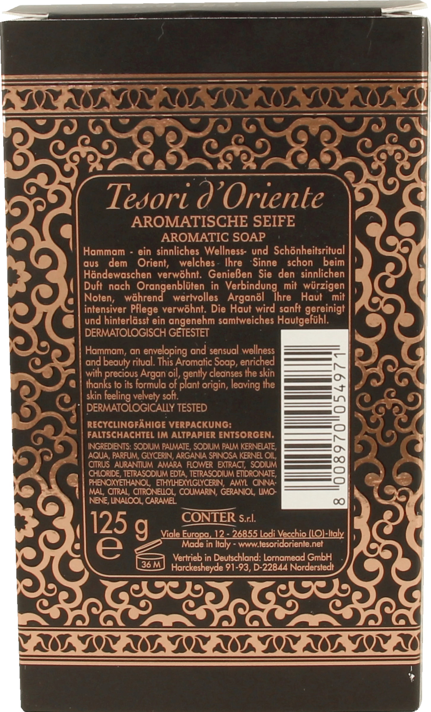 Tesori D'Oriente Aromatische Seife HAMMAM Arganöl & Orangenblüte 2 Tesori D'Oriente Aromatische Seife HAMMAM Arganöl & Orangenblüte – Bild 2