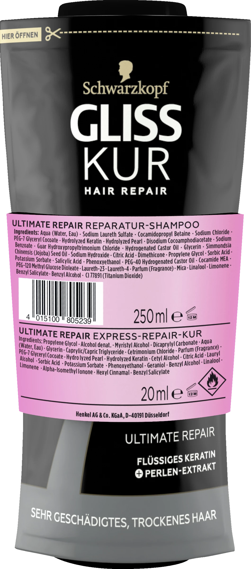 Schwarzkopf Gliss Kur Set Shampoo + ERK Sachet Ultimate Repair + 7 Sec. Ultimate Repair 2 Schwarzkopf Gliss Kur Set Shampoo + ERK Sachet Ultimate Repair + 7 Sec. Ultimate Repair – Bild 2