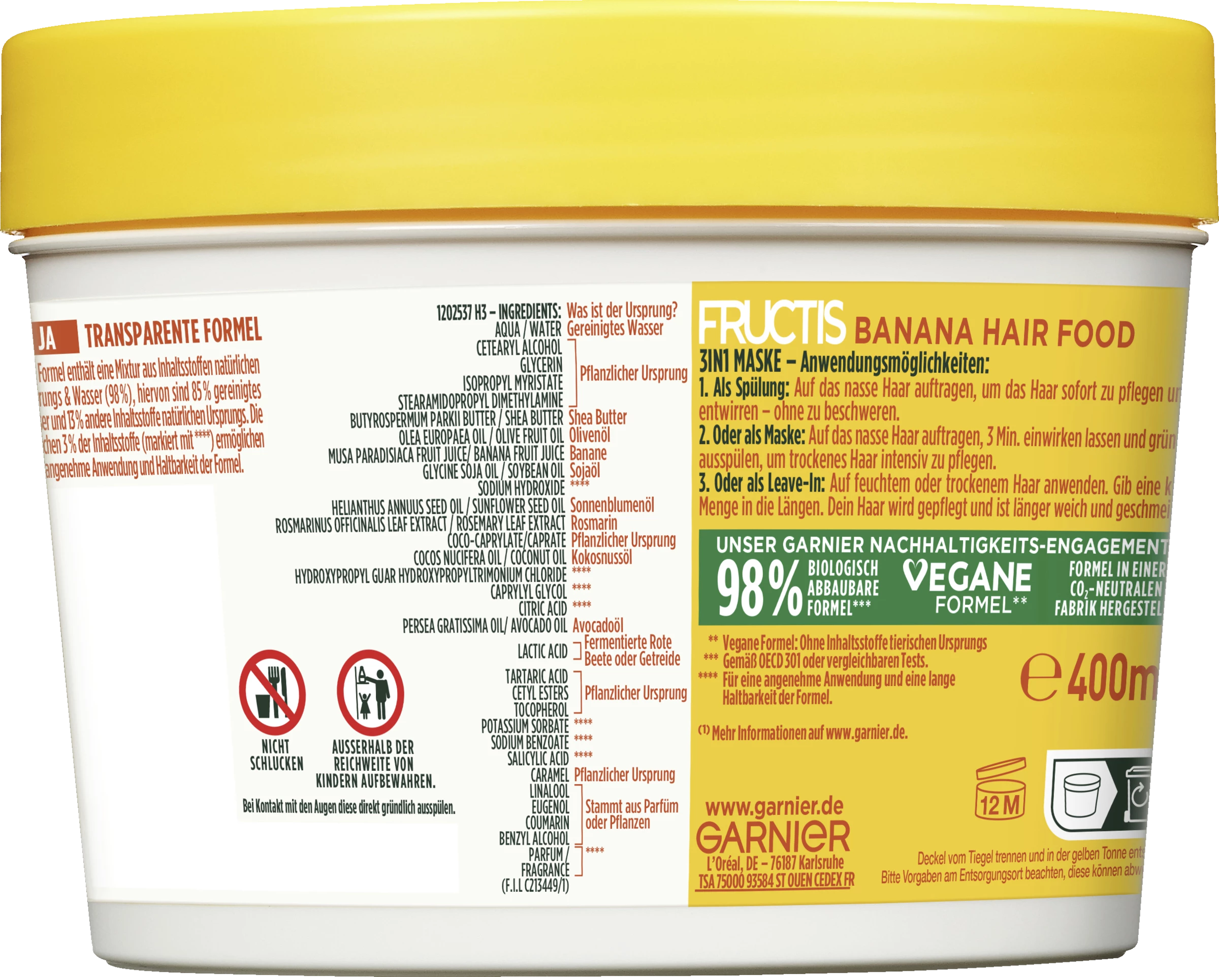 Garnier Fructis Pflegendes Banana Hair Food 3in1 Maske 2 Garnier Fructis Pflegendes Banana Hair Food 3in1 Maske – Bild 2