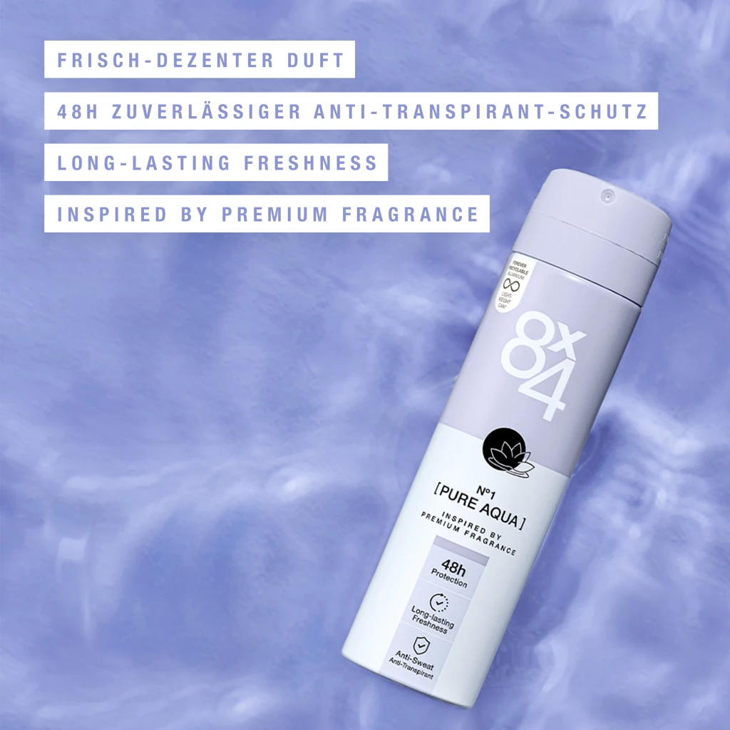 8x4 Anti-Transpirant Spray N°1 Pure Aqua 5 8x4 Anti-Transpirant Spray N°1 Pure Aqua – Bild 5